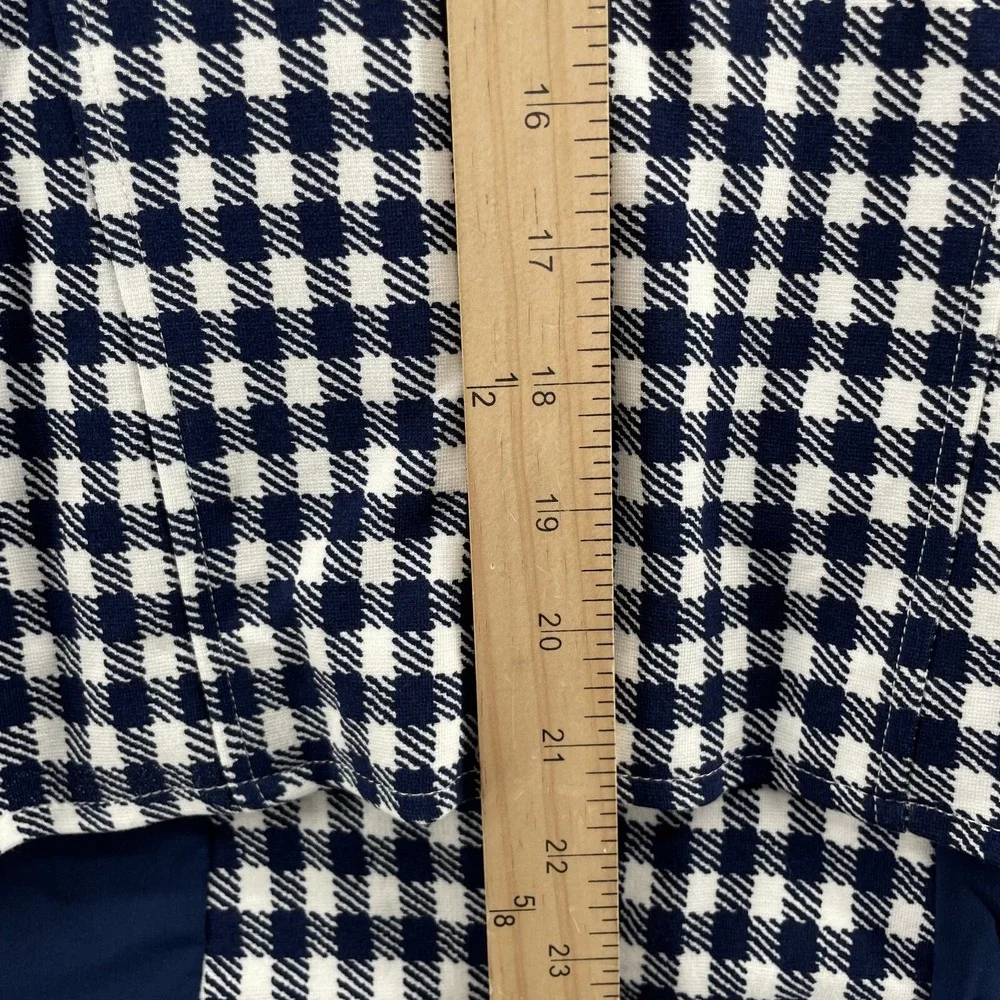 Chicos Moto Jacket Women 1 Navy Gingham Corpcore Sophisticated Travel Preppy 90s